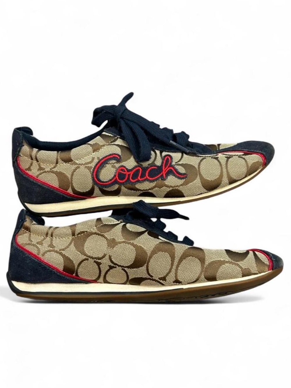 Vintage Coach Devin Sneakers Red Brown Blue size 7 EUC